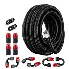 EVIL ENERGY 6AN PTFE Fuel Line Kit,E85 Nylon Braided Hose 6AN, Black&Red  picture