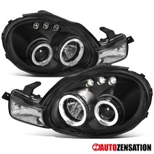 Fit 2000-2002 Dodge Neon Plymouth LED Halo Projector Headlights Left+Right Black picture