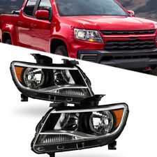 Headlights Assembly For 2015-2022 Chevy Colorado LH+RH Side Halogen  Black Clear picture