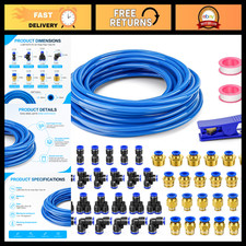 50PCS Blue PU Air Hose Tube Kit, 8mm OD 5mm ID, 100FT Flexible Pneumatic Line picture