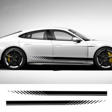 2x Racing Plaid Side Door Fender Skirt Stripes Decal Stickers for Sport Race Car picture