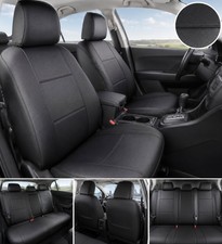 FH Group Faux Leather Car Seat Covers Full Set - Universal Fit - Black picture
