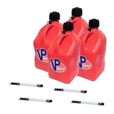 VP Racing Red 4 Pack w/ 4 Fill Hoses Square Utility Jug Containers picture