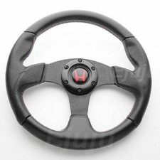 Perforated Grip 320mm PVC Black w/ Black Stitch Steering Wheel Fit Honda Acura picture