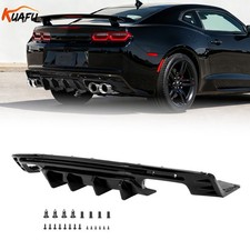 Fit 2016-2024 CHEVY CAMARO SS LT1 LS Rear Bumper Lip Diffuser Glossy Black 3PCS picture