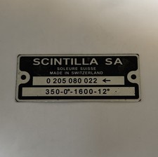 Data Plate Scintilla Shield Oldtimer Magneto Distributor Bugatti VW Käfer S90 picture