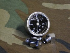 Shovelhead, EVO Chrome 60 lb Oil Pressure Gauge And Fittings. 70 - 99 picture