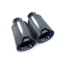 2pcs Inlet63mm Glossy Black Carbon Fiber Exhaust Tip Fit For M Performance Pipes picture