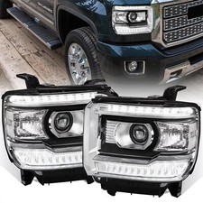 Clear Fits 2014-2019 GMC Sierra 1500 2500HD Projector Headlights Lamps LED Strip picture