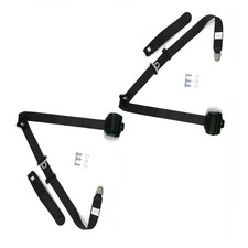 Retro Black 3-Point Front Bench Seat Belts w/Retractors-PAIR 73-91 GM Trucks GMC picture