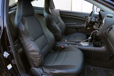 FOR ACURA RSX IGGEE S.LEATHER CUSTOM MADE FIT 2 FRONT SEAT COVERS BLACK picture