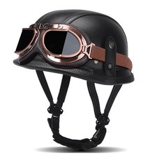 Retro motorcycle street bike handmade leather half helmet for both men and women picture