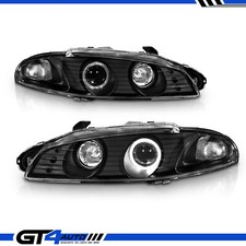 For 1997-99 Mitsubishi Eclipse LED Halos Black Projector Headlights + Bulbs Set picture