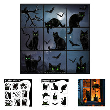 Halloween Window Clings Decorations Black Cats Bats Silhouettes for Home Office picture