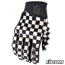2025 Icon Anthem3 CX Street Motorcycle Checker Black/White Gloves - Pick Size picture
