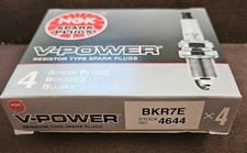 One Four Pack Of NGK SPARK PLUGS V-POWER BKR7E 4644 NEW IN ORIGINAL PACKAGING picture