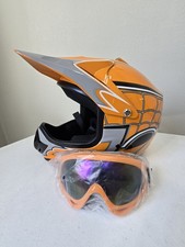DOT Youth Kids Helmet ATV Dirt Bike Motorcycle Off Road WITH Goggles LARGE 53-54 picture