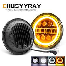 For 69-78 Ford F100 F150 F250 Pair 7inch Round LED Headlights Halo High/Low Beam picture