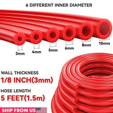 5FT 6PCS 3/4/5/6/8/10MM Car Automotive Silicone Vacuum Tubing Hose line Kit Red picture