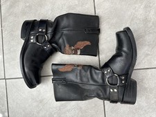 VTG Harley Davidson Black Motorcycle Embroidered Eagle Boots unsure size see pic picture