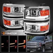 Fits 2014-2015 Chevy Silverado 1500 Sequential LED Signal Projector Headlights picture