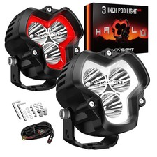 NOVSIGHT Halo SE Series 3 Inch LED Pods Spot Flood Combo Beam Lamp Red/White DRL picture