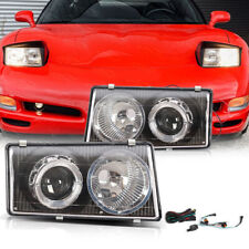 Headlights Headlamps DRL BK For 97-04 Chevrolet Corvette C5 Z06 Projector Halo picture