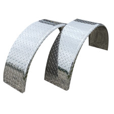 2 Pack Aluminum Diamond Plate Round 14 gauge Trailer Cargo Fender 10