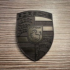 Refinished BLACK Custom Porsche Hood Crest Emblem Badge For ALL popular models picture