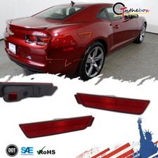 Rear Bumper Side Marker Light Red Lens Reflector Set For 2010-15 Chevy Camaro SS picture