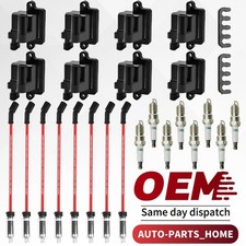For Chevy GMC 4.8L 5.3L 6.0L 8.1L Square Ignition Coil & Spark Plug Wire Pack 8 picture