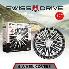 Swiss Drive Set 4 Hubcaps 17'' Wheel Cover Austin Silver Black ABS Easy Install picture