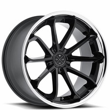 Blaque Diamond Wheels BD-23 Gloss Black with Chrome Lip 20x10 SINGLE WHEEL 5x112 picture