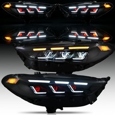 Pair For 2017-2021 Ford Fusion LED Headlights Red Demon Front Lamp Animation DRL picture