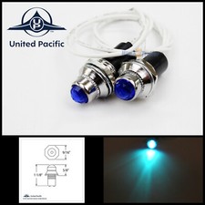 Pair Mini Blue Pilot Dash Indicator Warning Lights 12V Classic Hot Rod Vintage picture