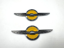 Fit For 70's Ford Thunderbird Decorative Emblem Ornament Badge Yellow Silver 2pc picture