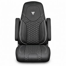 Seat Cover for Freightliner Cascadia OEM Seat Black Faux Leather Grey Stitch picture