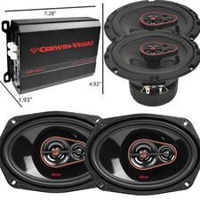 Cerwin Vega Amplifier + Front/Rear Coax Car  speakers 6x9