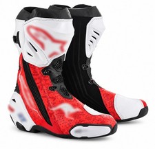 Men’s Motorcycle Racing Boots Red Black White Protective Sport Riding Boots picture