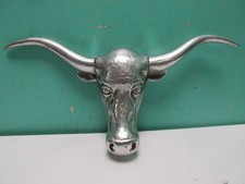 Vintage Cast Aluminum Texas Longhorn Bull Head Hood Ornament Big Large picture