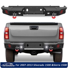 Steel Rear Bumper w/Sensor Holes For 2007-2013 Chevy Silverado /GMC Sierra 1500 picture