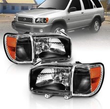For 1999-2004 Nissan Pathfinder Black Headlights w/Parking Corner Light 4pc Set picture