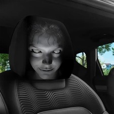 2pcs Ghost Face Headrest Covers,Scary Face Printing Auto Seat Universal Elastic picture