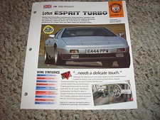 UK 1988-Present Lotus Esprit Turbo Hot Cars Group 1 # 31 Spec Sheet Brochure picture