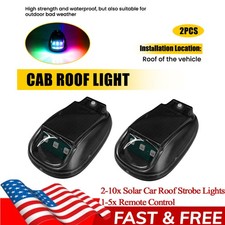 Solar Wireless RGB LED Cab Roof Strobe Light w/Remote For Truck Boat SUV 2-10X picture