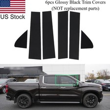 6pcs Glossy Black Pillar Posts Covers For 19-24 Chevy Silverado GMC/Sierra 1500 picture