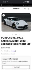 Aurenzio Porsche 911 992.1 Carrera 2019-2023 Carbon Fiber Front Lip picture