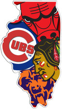 Chicago Black Hawks Bears Bulls Cubs Illinois State Vinyl Sticker Decal Car picture