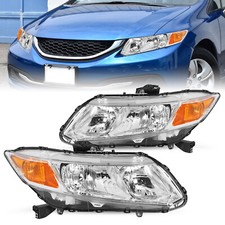 For 2012-2015 Honda Civic Sedan 12-13 Coupe Chrome Amber Headlights Pair picture