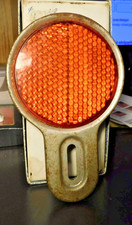 Vintage Prewar License Plate Reflector Topper Red Glass BUY IT NOW. picture